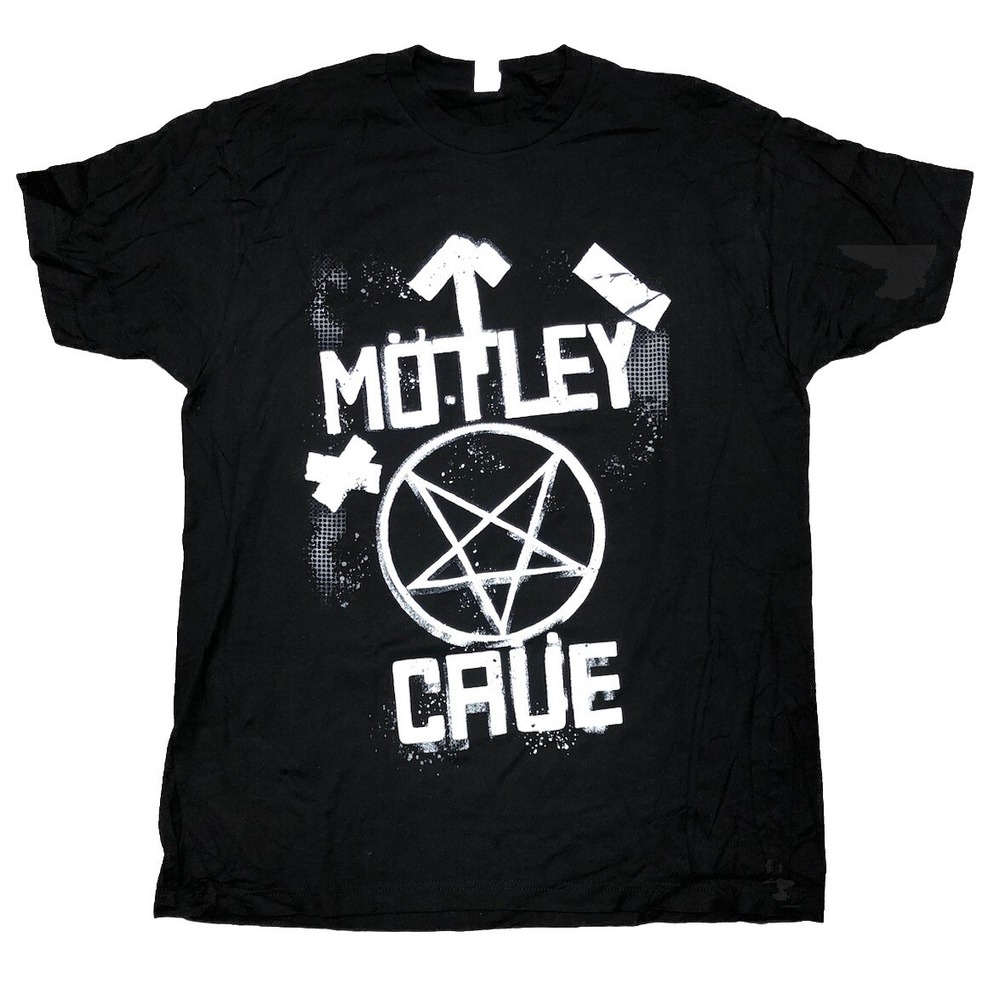 Motley Crue TShirt‎ Men's L Black The Stadium Tour 2022 Pentagram Logo NEW